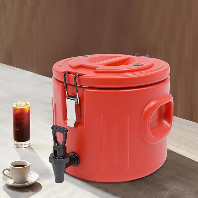 Insulated Beverage Dispenser - 10.5Qt Stainless Steel Hot and Cold Beverage Server with Spigot Handle, Commercial Thermal Container for Water Coffee Drink Catering Restaurant