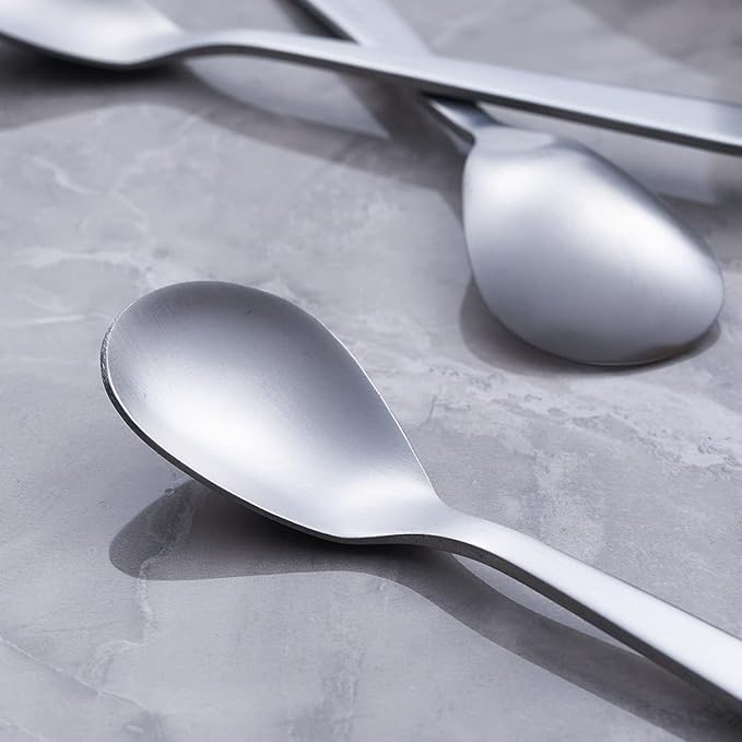 Demitasse Espresso Spoons, Stainless Steel Satin Finish Coffee Spoons, Mini Teaspoons, Sugar Spoons, 4.7-inch, Set of 6, Silver, 6-PIECE, 1