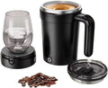 travel coffee mug Equipped with temperature display coffee warmer for desk self stirring coffee mug Rechargeable stainless steel material (black)