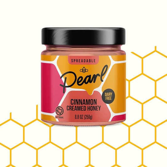 Pearl Honey Spreads - Organic Cinnamon Flavored Creamed Raw Honey - Chemical Free, Dairy Free, Soy Free & 100% Naturally Flavored | 8.8oz Jar