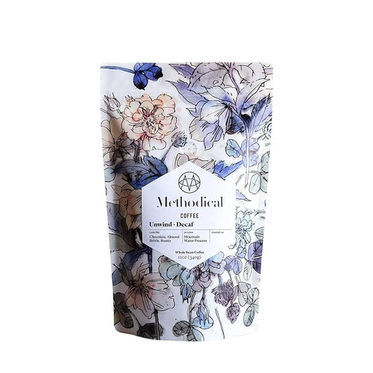 Unwind Decaf - Roasted by Methodical Roasting - Whole Bean Coffee - 12 Ounce Bag