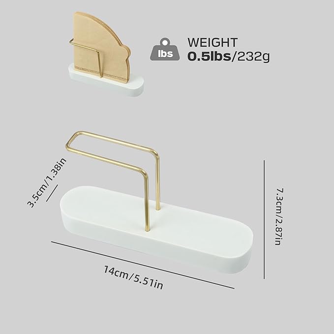 Coffee Filter Holder Storage, Marble & Brass Rack Coffee Filter Container for Coffee Bar/Home/Office, Compatible with #1/#2/#4/V60 Coffee Filter