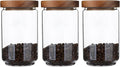 Glass Storage Jars Set of 3, 25 OZ HIgh Borosilicate Glass Containers Kitchen Food Canisters with Acacia Wood Lids for Coffee Beans/Sugar/Tea/Nuts