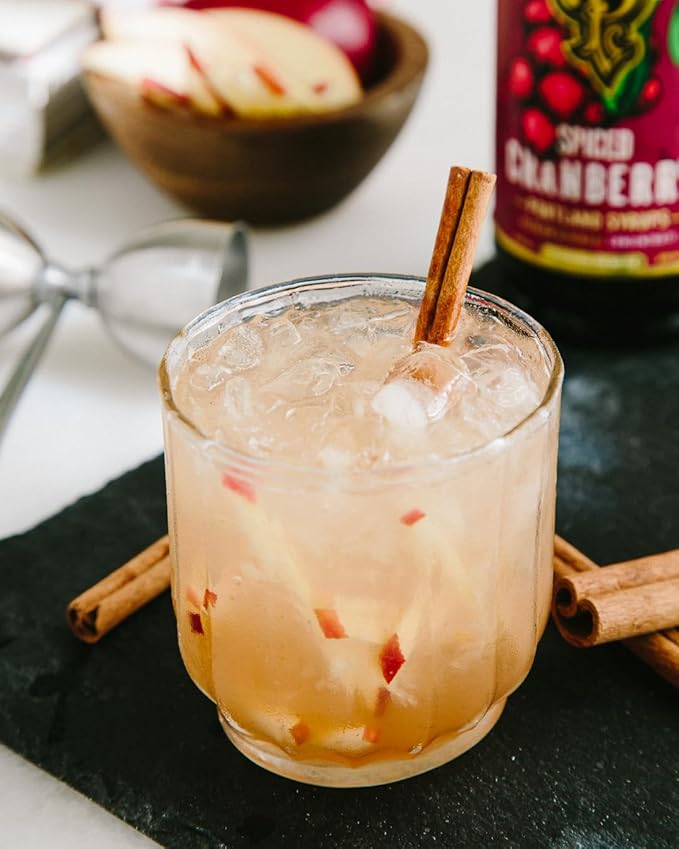 Portland Syrups Spiced Cranberry Syrup - Drink Mixer for Crafting Cocktails, Mocktails, & Seasonal Beverages - Flavor Enhancer for Soda, Punch, and Mulled Drinks - 12 oz Bottle, 24 Servings, Pack of 2