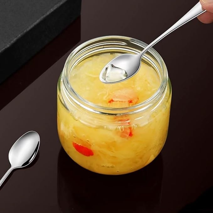 Wesdxc56 Demitasse Espresso Spoons, Mini Coffee Spoon, 4 Inches Stainless Steel Small Spoons for Dessert, Set of 6（Silver)