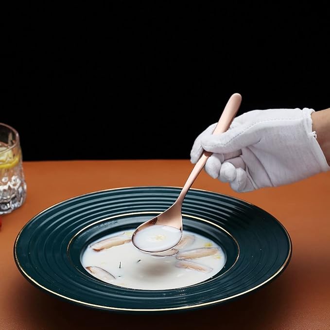 Copper Dinner Spoons 6 Piece, 8.1'' Stainless Steel Tablespoons, Soup Spoons, Dessert Spoons, Spoons Silverware for Home, Kitchen or Restauran,Dishwasher Safe