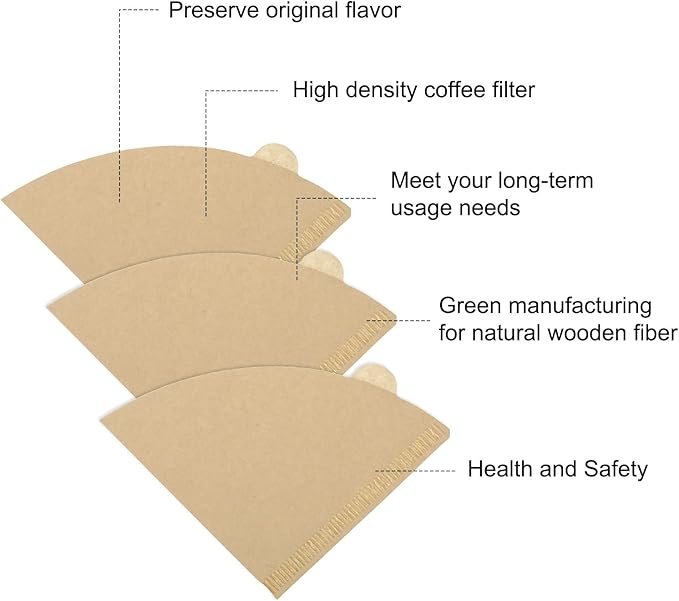 uxcell 200 Count Size V01 Cone Coffee Filters, Disposable Paper Percolator Coffee Filters Natural Unbleached Wood Fiber,Suitable for Pour Over Coffee Filter Drip Coffee Maker Brown