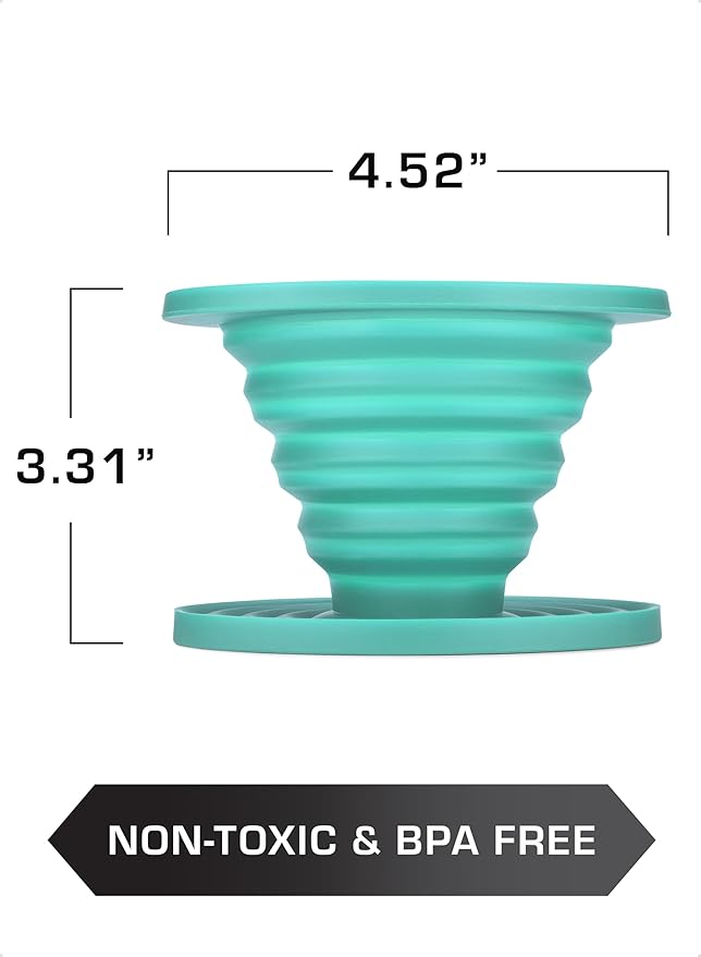 COLETTI Sierra Camping Pour Over Coffee Dripper — Collapsible Pour Over Coffee Dripper — Includes Pack of Paper Filters [Teal, Pack of 1]