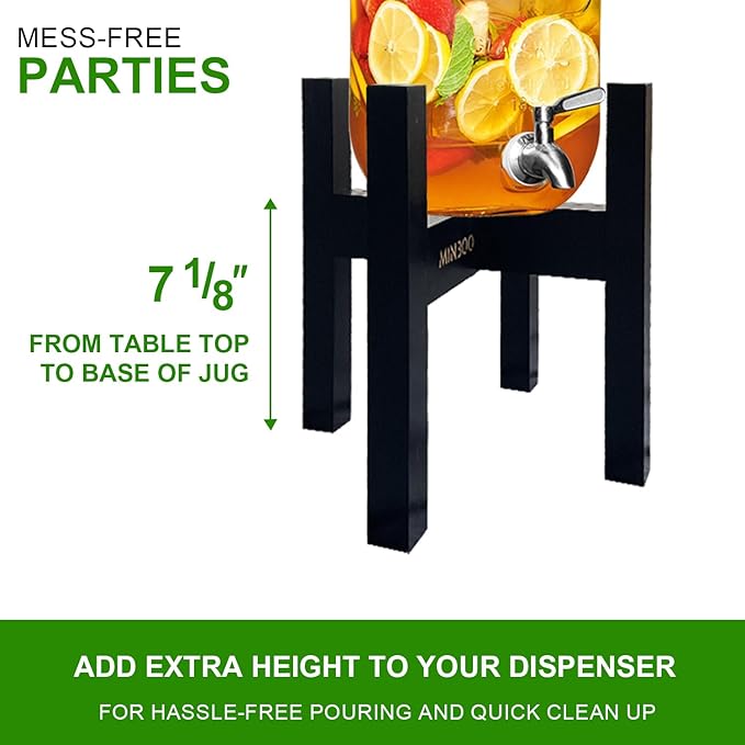 Adjustable Drink Dispenser Holder - Stand for 6-11" Dispenser, Fits 1-3 Gallon Glass Water Jar, Black