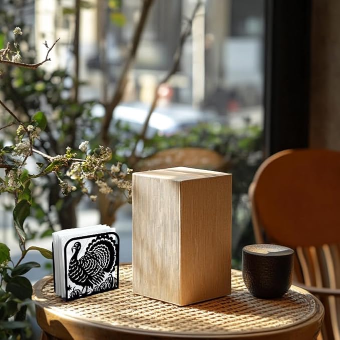 Turkey Decorative Black Metal Napkin Holder for Table, 4.9" x 4.9" x 1.9" Standing Napkin Holder for Home Kitchen Restaurant Picnic Party Coffee Bar Dining Room