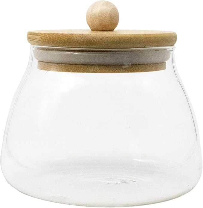 Glass Jar with Airtight Bamboo Lid Coffee Bean Jar Container Storage for Kitchen Storage Candy Bottle (G-S-2set)