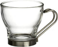 Bormioli Rocco Verdi Espresso Cup With Stainless Steel Handle, Set of 4, Gift Boxed, 3.5 ounces