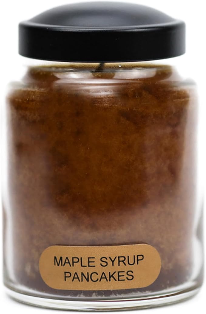 A Cheerful Giver - Maple Syrup Pancakes Baby Scented Glass Jar Candle (6oz) with Lid & True to Life Fragrance Made in USA