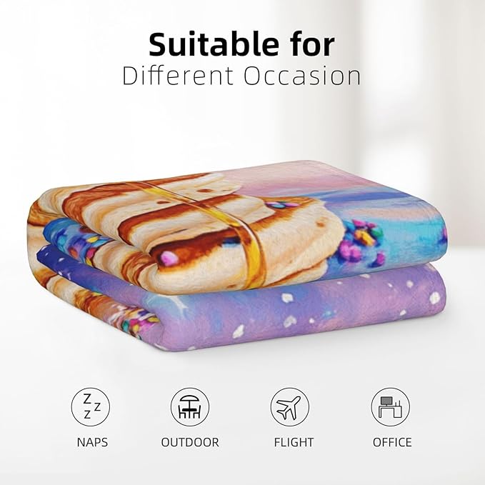 Honey Drizzle Dessert Fleece Blanket, Ultra-Soft Micro Fleece with Golden Syrup Flowing On Sweets, Lightweight & Cozy, Perfect for Foodie Decor,Sofa, Bed Or Gift, Machine-Washable 30X40 inch