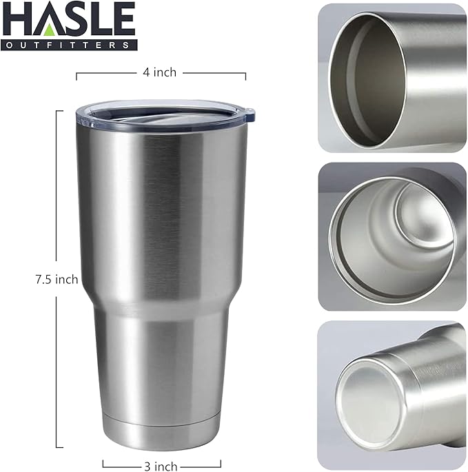 HASLE OUTFITTERS 30oz Stainless Steel Tumbler, Double Wall Vacuum Insulated Travel Mug Tumbler, Durable Insulated Coffee Mug, Gift Box Set (Silver, 1)