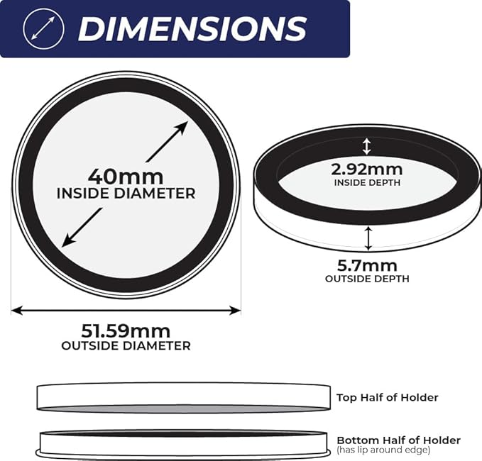 OnFireGuy 20pcs 40mm Black Ring Coin Holders & Capsule Tube with Red Cap Lid for Silver Eagles | Capsules & Storage Tube for 1oz American Silver Eagle, 30 gram Silver Panda, 1oz Silver Kangaroo