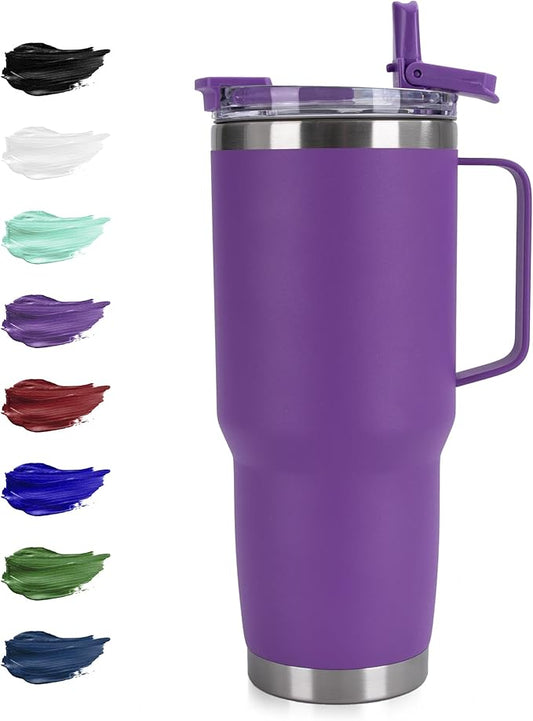 HASLE OUTFITTERS 30oz Tumbler With Handle, Insulated Travel Coffee Mug With Straw Leak-Proof Double Wall Stainless Steel Vacuum Tumblers Metal Cup with Straw for Hot and Cold Drink