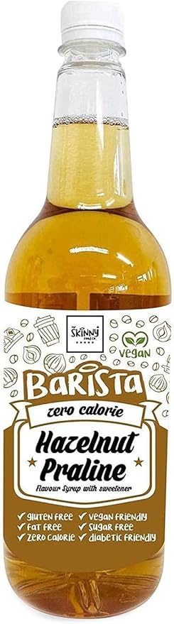 Skinny Food Co Hazelnut Praline Syrup Zero Calorie 35 Fl Oz - Sugar Free Hazelnut Coffee Syrups For Tea, Hot Chocolate, Fruit, Baking, Protein Drinks - Vegan-Friendly, Gluten-Free & Fat-Free