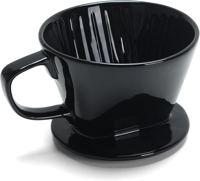 Ceramic Pour Over, Black Ceramic Pour Over Coffee Dripper, 3 Holes, Single Small Coffee Dripper for Office, Home, Travel, Camping