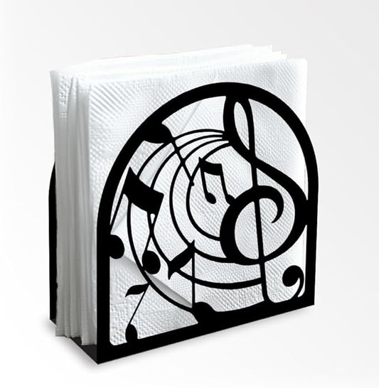 Music Note Decorative Black Metal Napkin Holder for Table, 4.9" x 4.9" x 1.9" Standing Napkin Holder for Home Kitchen Restaurant Picnic Party Coffee Bar Dining Room