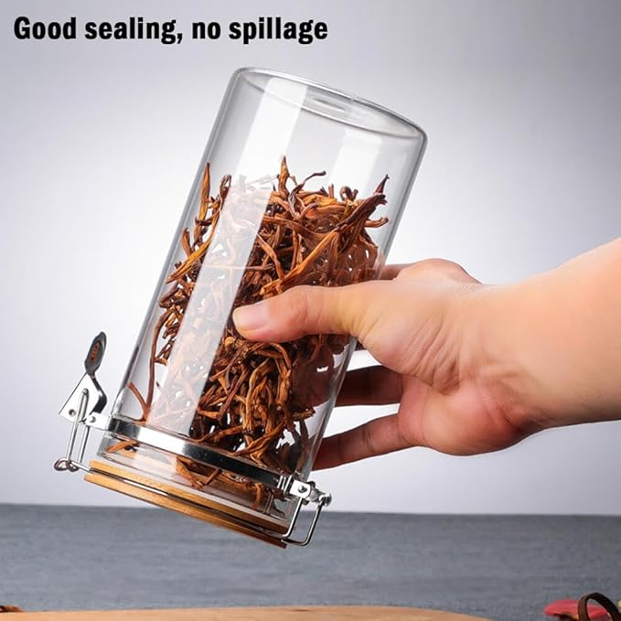 Glass Coffee Bean Storage Container with Airtight Clip Seal Lid Coffee Storage Jar for Beans, Ground Coffee, Nuts, Cookies（48 oz/1400ml）