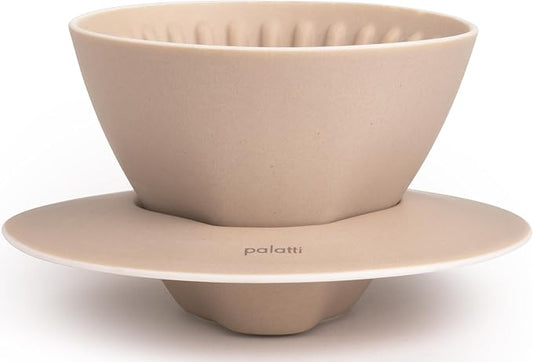 palatti Terra Porcelain Pour Over Coffee Dripper, Ceramic Pour Over Coffee Maker, Adapt to 102 or #2 Trapezoid Cone Filters, Slower Flow Rate, Interchangeable Wall and Base, 1-4 cups