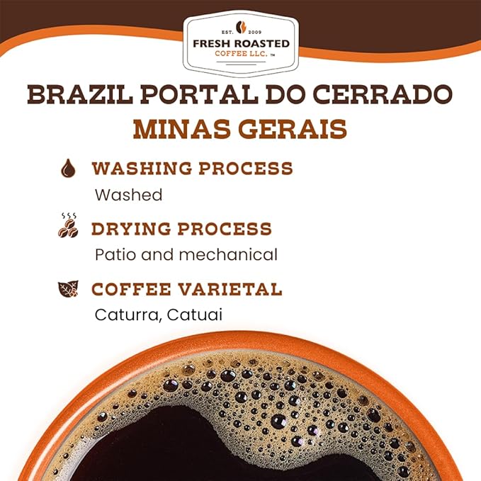 Fresh Roasted Coffee, Brazil Minas Gerais, 12 oz, Light Roast, Kosher, Ground