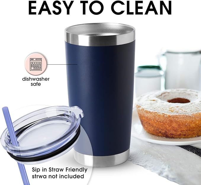 HASLE OUTFITTERS 20oz Tumblers Bulk Stainless Steel Cup with Lid Double Wall Vacuum Insulated Coffee Mug for Cold & Hot Drinks 1 Pack, Navy