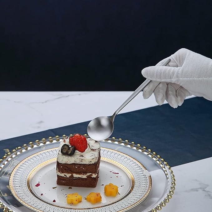 Matt Silver 6.6'' Teaspoons - 6 Piece Stainless Steel Tea Spoons for Home, Kitchen or Restaurant - Dishwasher Safe