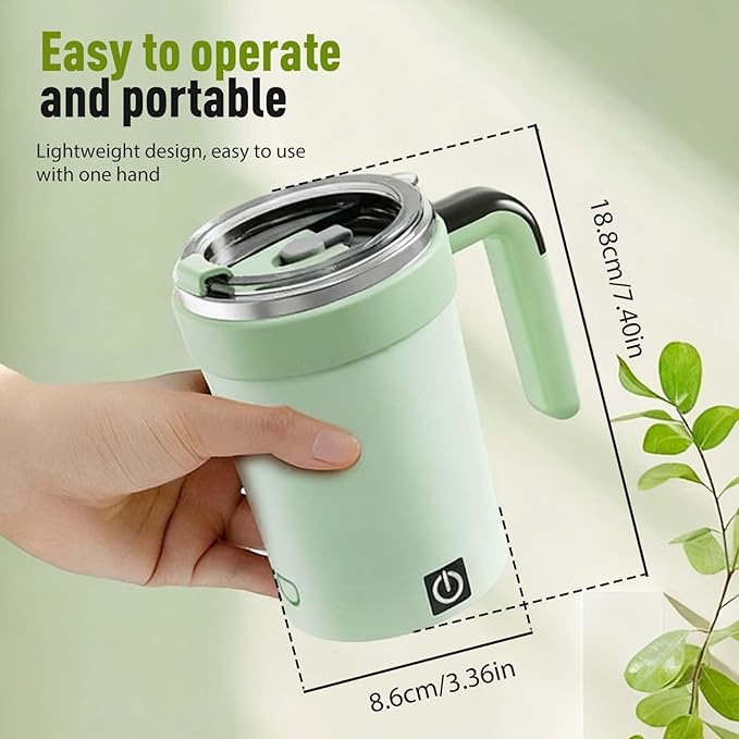 Automatic Magnetic Stirring Coffee Mug, 2025 Upgraded Detachable Base Self-Stirring Mug, Auto Stirring Mugs with Lid Handle, Smart Mixing Cup for Coffee, Chocolate, Milk, Tea (Black)