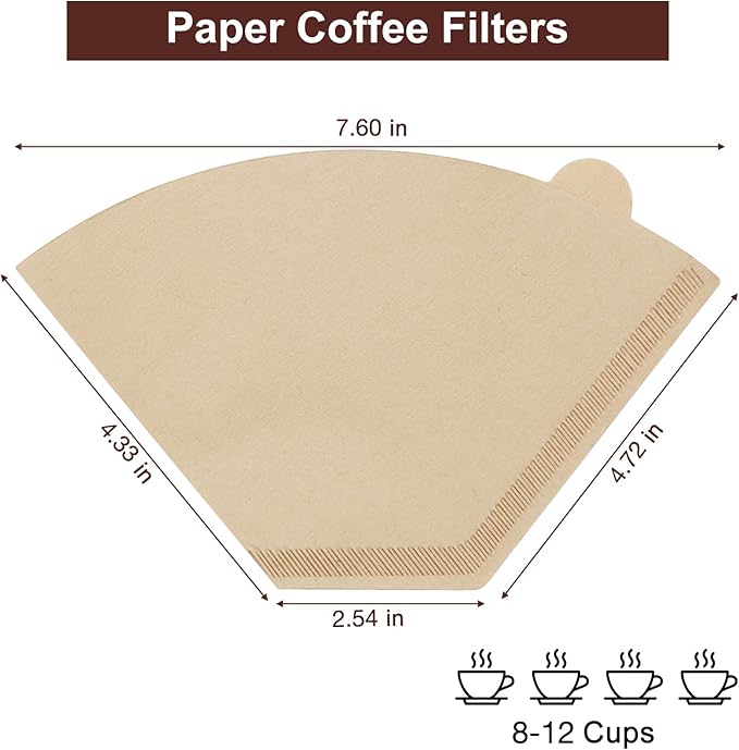 Coffee Filters 4 Cone Paper, 200 Count Unbleached-Disposable Pour Over Coffee Filter for Drip Coffee Maker, Coffee Paper Filters 8-12 Cup, Cone Coffee Filters 04