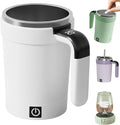 Automatic Magnetic Stirring Coffee Mug, 2025 Upgraded Detachable Base Self-Stirring Mug, Auto Stirring Mugs with Lid Handle, Smart Mixing Cup for Coffee, Chocolate, Milk, Tea (White)
