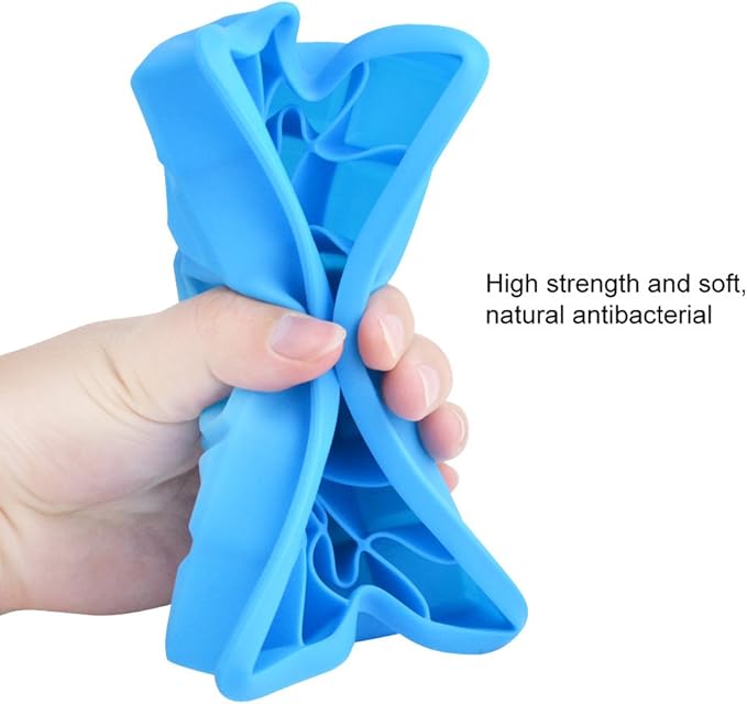 Ice Cube Tray, Silicone Square Ice Trays Easy Release Stackable Ice Cube Mold with Removable Lid, 24 Cavity (2 Pack, Sky Blue)