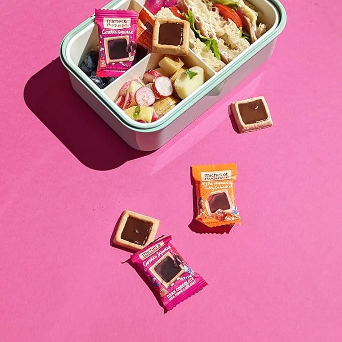 Michel et Augustin Cookies, Individually Wrapped Snacks, 3 Pack, Gourmet Dark Chocolate & Sea Salt Shortbread, 15 French Butter Cookies per bag