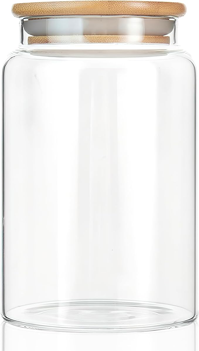 30 oz/900 ml Glass Storage Canister with Airtight Lid, Clear Decorative Container Jar for Coffee, Spice, Candy, Salt, Cookie, Condiment, Pepper, Sugar, Overnight Oats - Medium