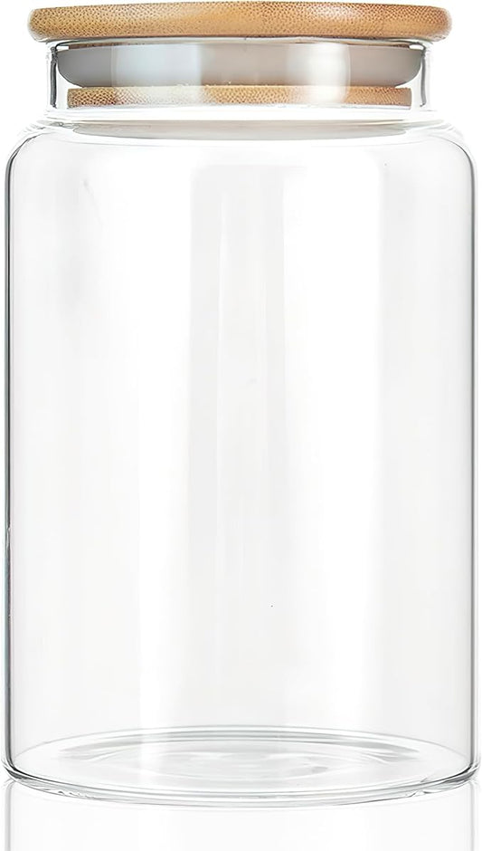 30 oz/900 ml Glass Storage Canister with Airtight Lid, Clear Decorative Container Jar for Coffee, Spice, Candy, Salt, Cookie, Condiment, Pepper, Sugar, Overnight Oats - Medium