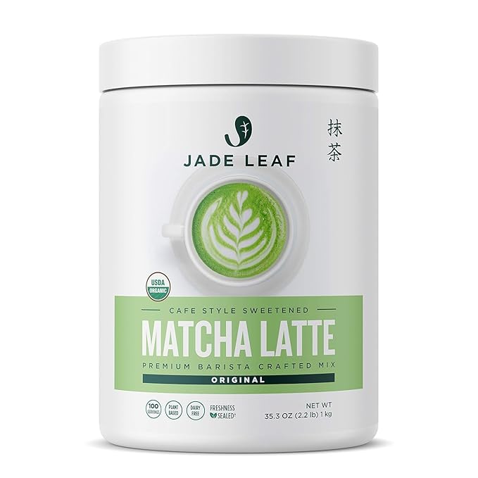 Jade Leaf Matcha Organic Cafe Style Sweetened Matcha Latte Green Tea Powder, Premium Barista Crafted Mix - Authentically Japanese, 100 Servings (2.2 Pound Bulk Tub)