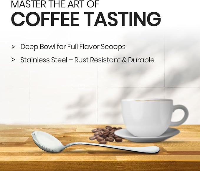 Rattleware Stainless Steel Cupping Spoon Deep Bowl Edition Sleek Professional Design Precision Crafted for Coffee Tasting Durable Ergonomic Handle Perfect for Coffee Cupping Enthusiasts and Baristas