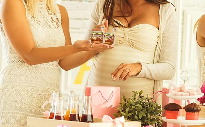1.5oz Mini Glass Honey jars 40 pack,Small Hexagon Honey Jars with Dipper Empty Glass Jars for Baby Shower Wedding Favors Party Favors