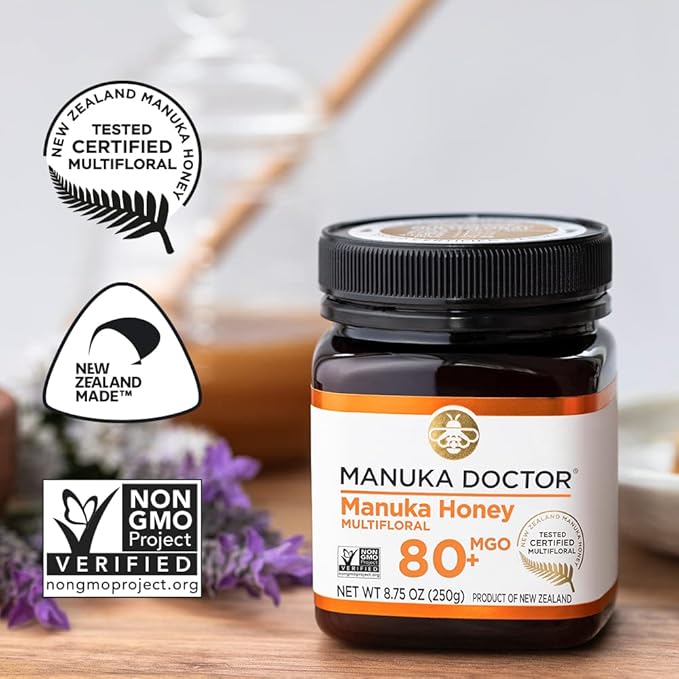 Manuka Doctor - MGO 80+ Manuka Honey Multifloral, 100% Pure New Zealand Honey. Certified. Guaranteed. Raw. Non-GMO (8.75oz)