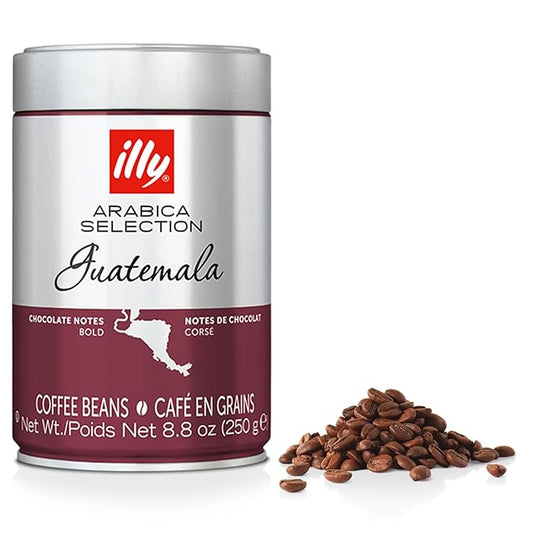 illy Whole Bean Coffee - Perfectly Roasted – Guatemala Dark Roast - with Notes of Chocolate – Complex & Balanced - 100% Arabica Beans - No Preservatives – 8.8 Ounce