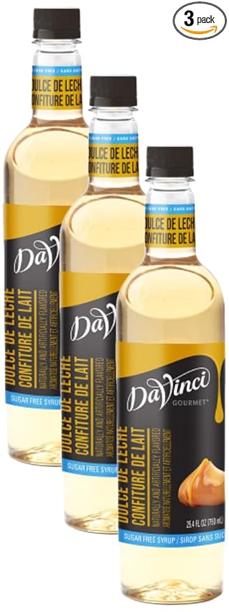 DaVinci Gourmet Sugar Free Dulce de Leche Syrup, 25.4 Fl Oz (Pack of 3)