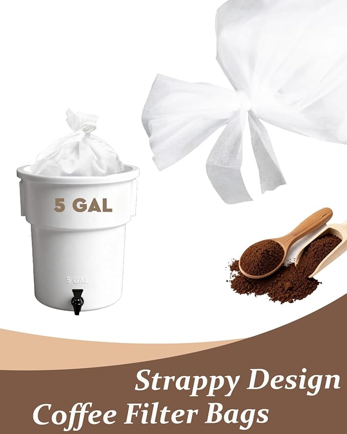 50 Pack 20" x 20" Cold Brew Coffee Filter Bags for Commercial and Home Use: Multi-Purpose Commercial Coffee Filters Compatible with 5-Gallon Systems to Brew Smooth Beverages and More
