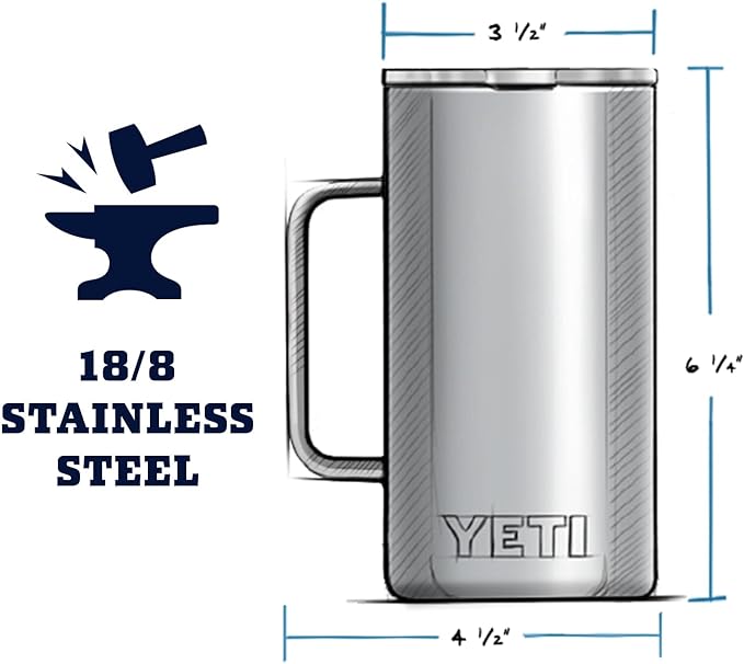YETI Rambler 24 oz Mug, Vacuum Insulated, Stainless Steel with MagSlider Lid