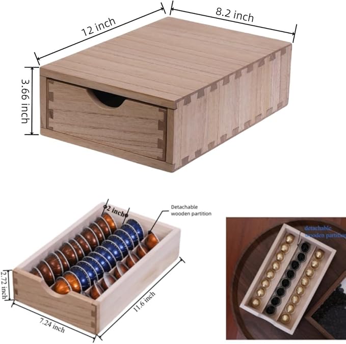 Drawer Holder for Coffee Brew - Kitchen Machine Accessories Stand Shelf Countertop - Serve Coffee Station and Pod Capsules Storage Organizer for Home Decor Office Storage Solution CF1D1C-Light