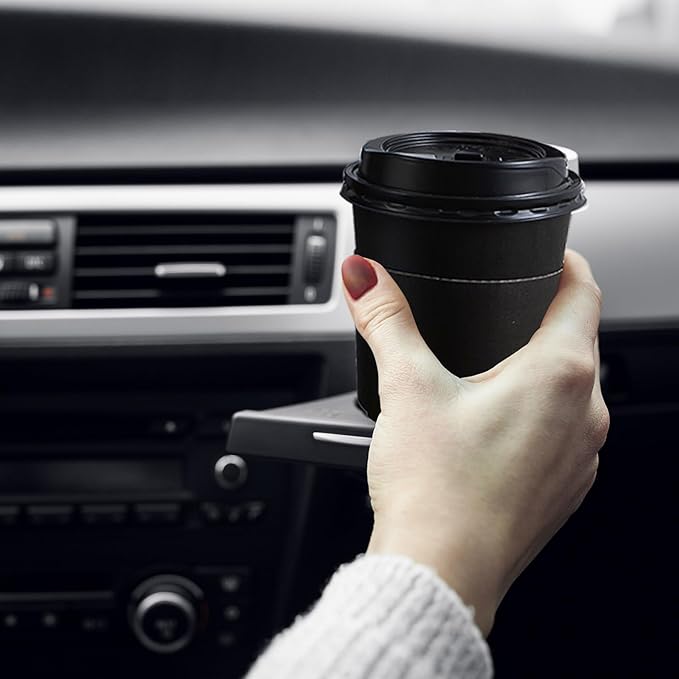 SIUQ 100 Pack 12 oz Coffee Cups with Lids, Disposable Paper Coffee Cups with Sleeves for Hot/Cold Drinks Parties, Picnic, Travel, and Events (Navy and Black)