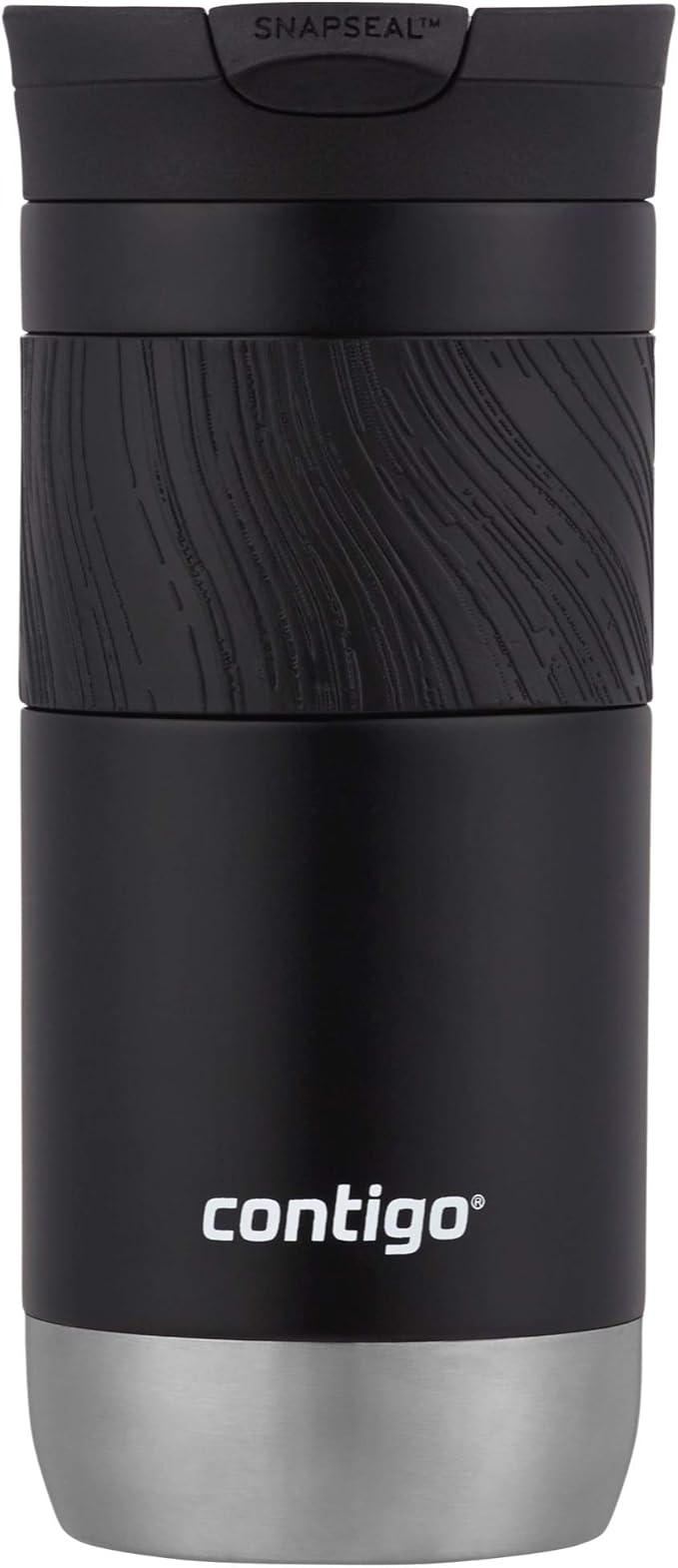 Contigo Byron Vacuum-Insulated Stainless Steel Travel Mug with Leak-Proof Lid Reusable Coffee Mug or Water Bottle BPA-Free 16oz Licorice Keeps Beverages Hot for 6 Hours or Cold for 12 Hours