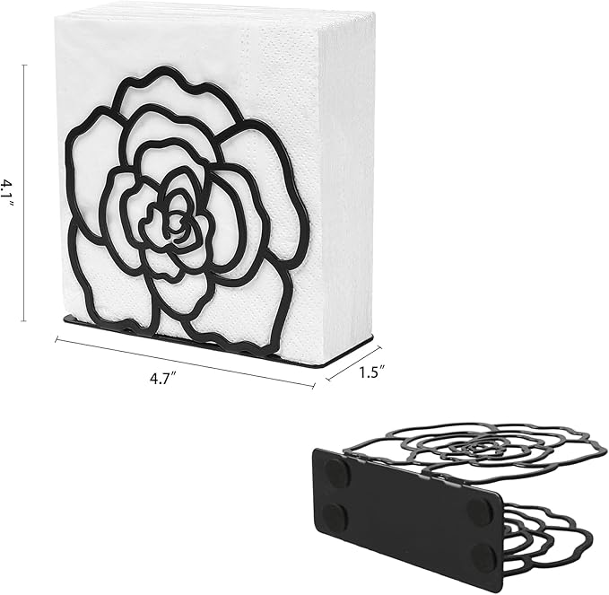 Napkin Holder for Table,Metal Napkin Holder for Kitchen Dining Farmhouse Cocktail Picnic Bar Rustic, Modern Napkins Holder for All Dining Room Decors (Flower)