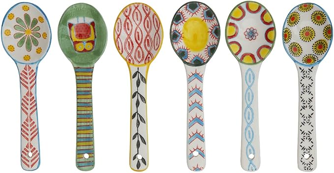 Ceramic Coffee Spoons Set of 6 – Multipurpose Teaspoons for Espresso/Tea/Dessert | Assorted Bright Colors, Lead-Free | Dishwasher/Microwave Safe | Cute Decorative Spoons for Kitchen & Gifts