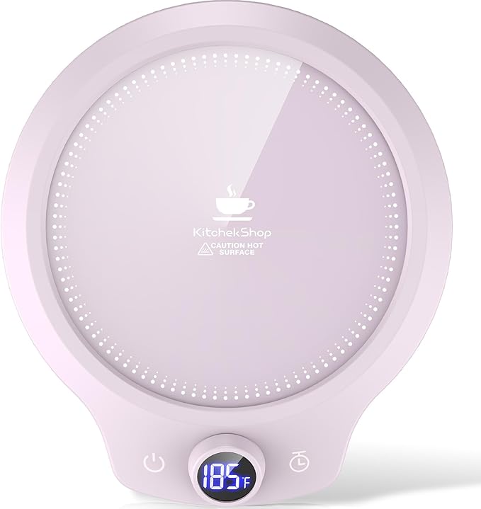 Fast Heating Mug Warmer - 4 Temp Settings & 1-12H Timer, Coffee Cup Warmer Plate for Desk Auto Shut Off, Ideal Beverage Warmer Gift for Coffee, Tea, Milk (Purple)